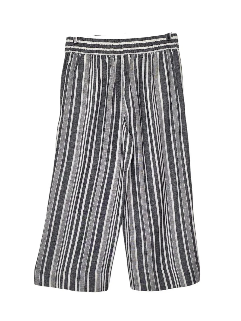 Banana Republic Black & White Striped Wide-Leg Pull-On Cropped Pants Size XS